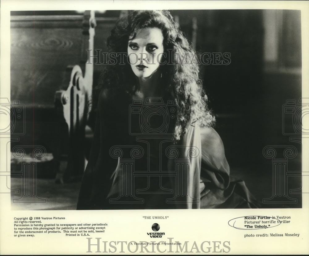 1988 Press Photo Nicole Fortier, &quot;The Unholy&quot; - nop25686- Historic Images