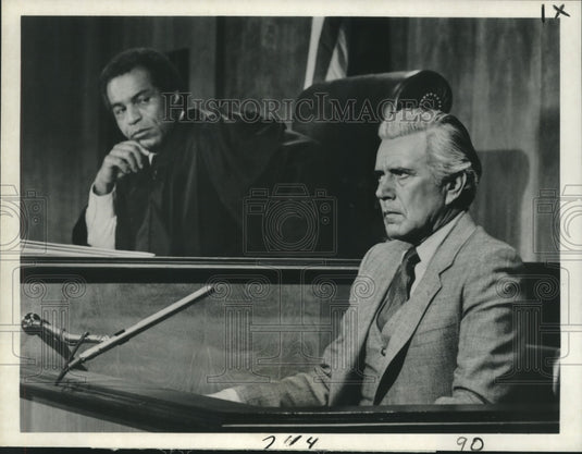 1981 Press Photo Lloyd Haynes and John Forsythe, "Dynasty" - nop25787- Historic Images