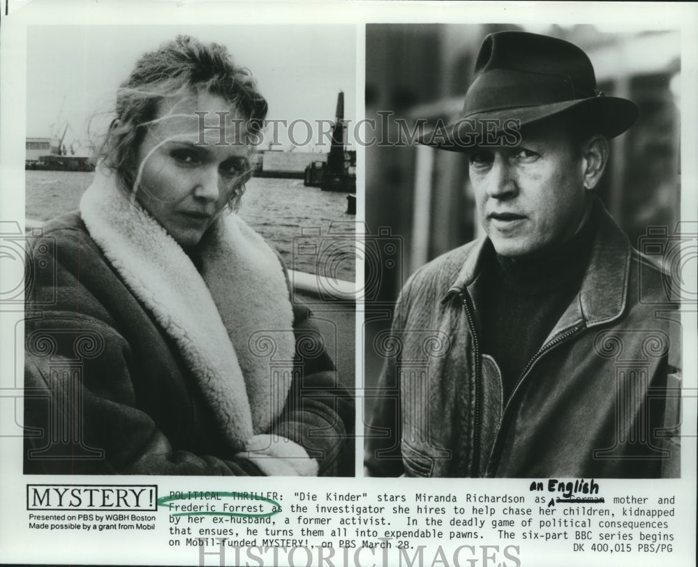 1991 Press Photo Miranda Richardson & Frederic Forrest "Die Kinder," "Mystery!"- Historic Images