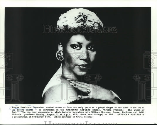 1989 Press Photo Aretha Franklin, "Aretha Franklin: The Queen of Soul"- Historic Images