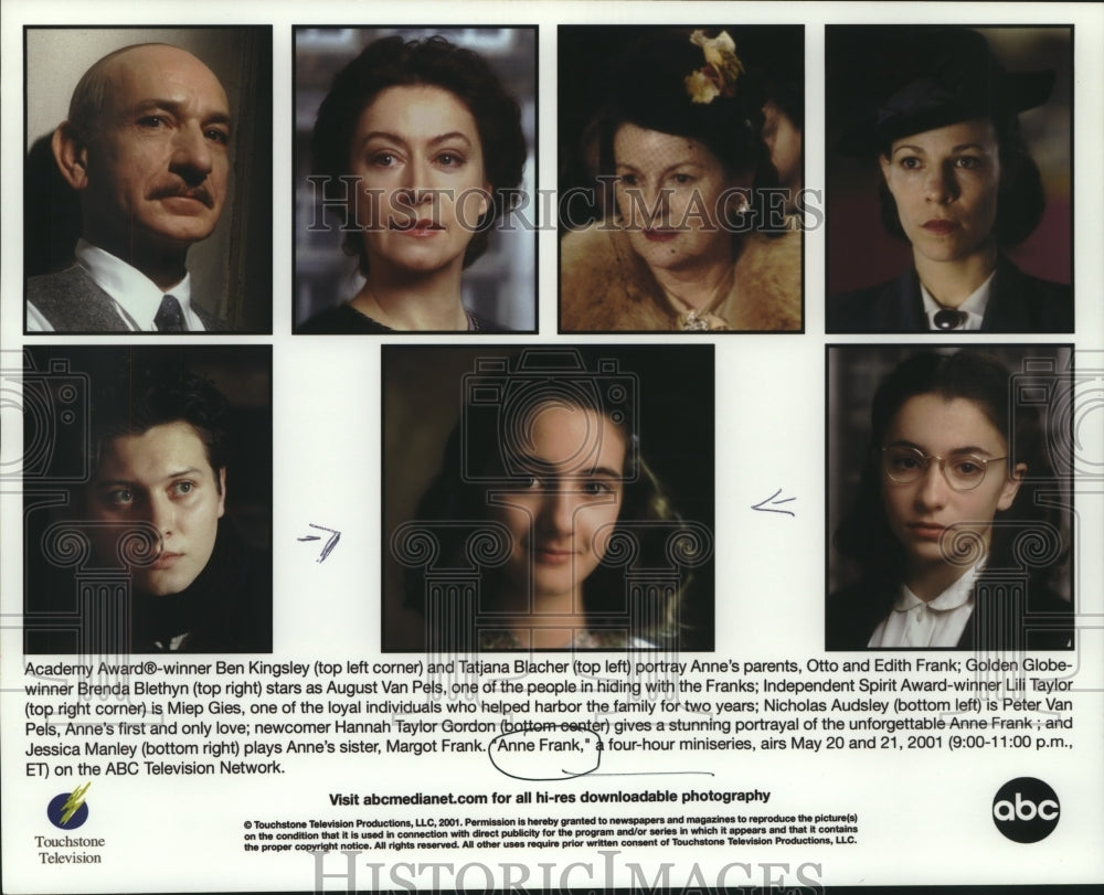 2001 Press Photo Hannah Taylor Gordon, "Anne Frank" - nop25823- Historic Images