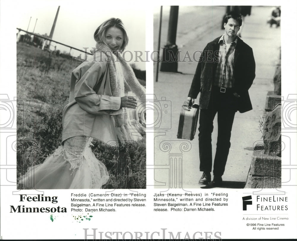 1998 Press Photo Cameron Dias &amp; Keanu Reeves, &quot;Feeling Minnesota&quot; - nop25849- Historic Images