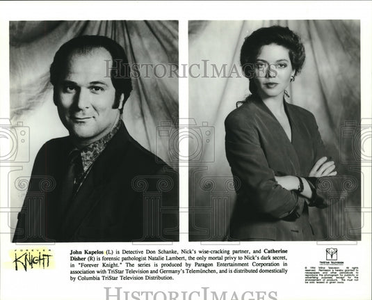 1995 Press Photo John Kapelos and Catherine Disher, "Forever Knight" - nop25902- Historic Images
