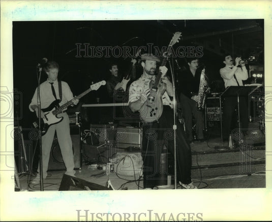Press Photo Members of the Band Flite at Food Festival in Covington, Louisiana- Historic Images