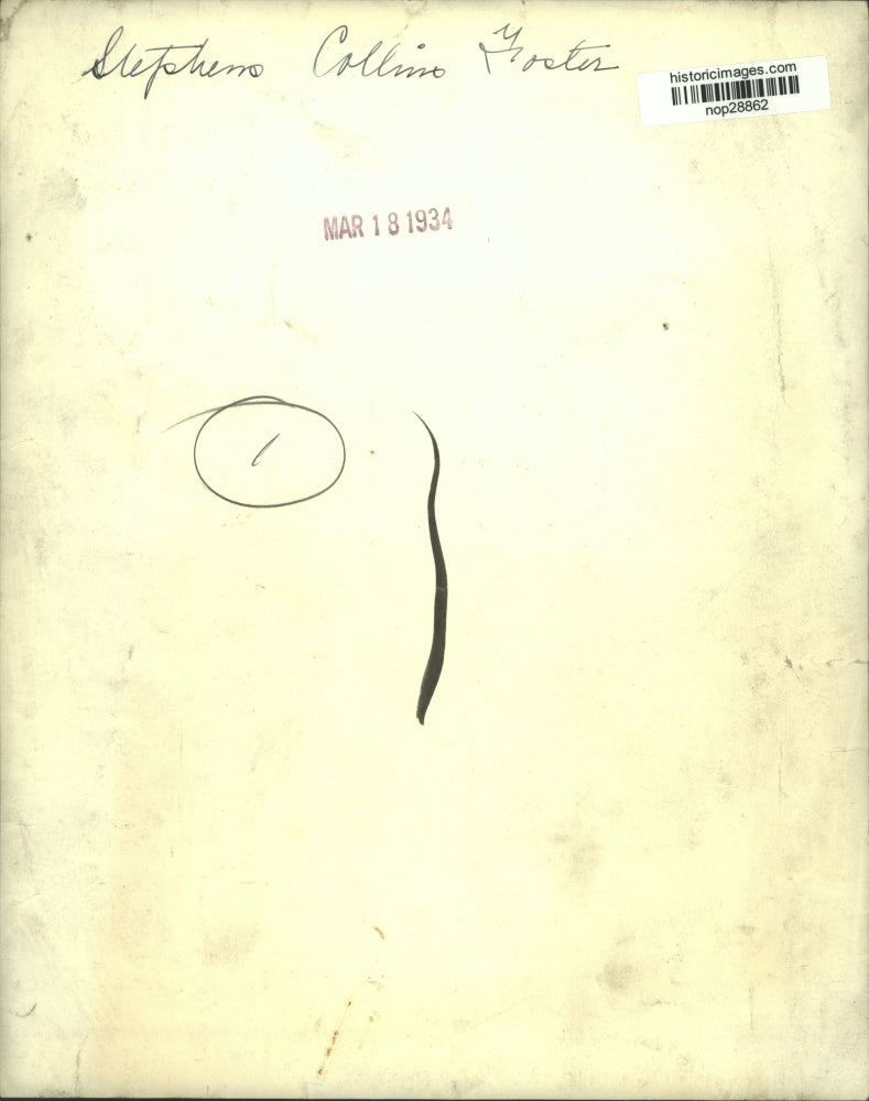 1934 Press Photo Illustration of Stephen Collins Foster by Joseph Muller