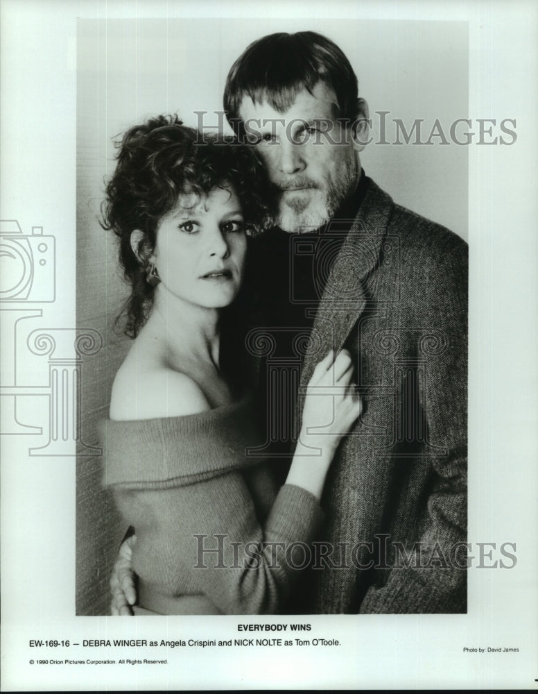 1990 Press Photo Actors Debra Winger, Nick Nolte in "Everybody Wins" - nop29637- Historic Images