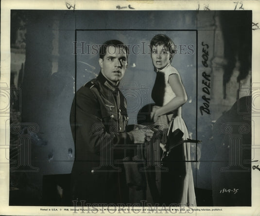 1958 Press Photo John Gavin, Lilo Pulver in A Time to Love and a Time to Die