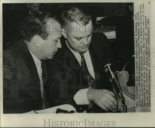 1960 Press Photo Leonard Goldenson & Oliver Treyz at Federal Commission Hearing