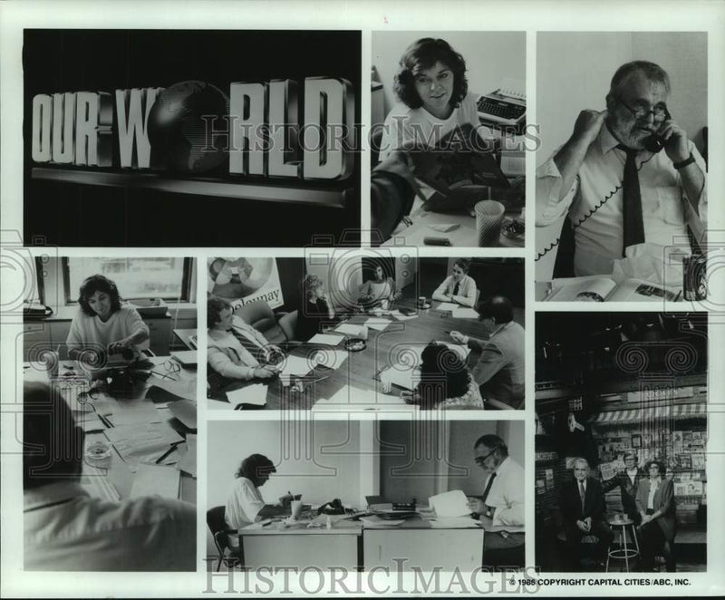 Load image into Gallery viewer, 1986 Press Photo Behind the scenes look at making of "Our World" from ABC-TV.
