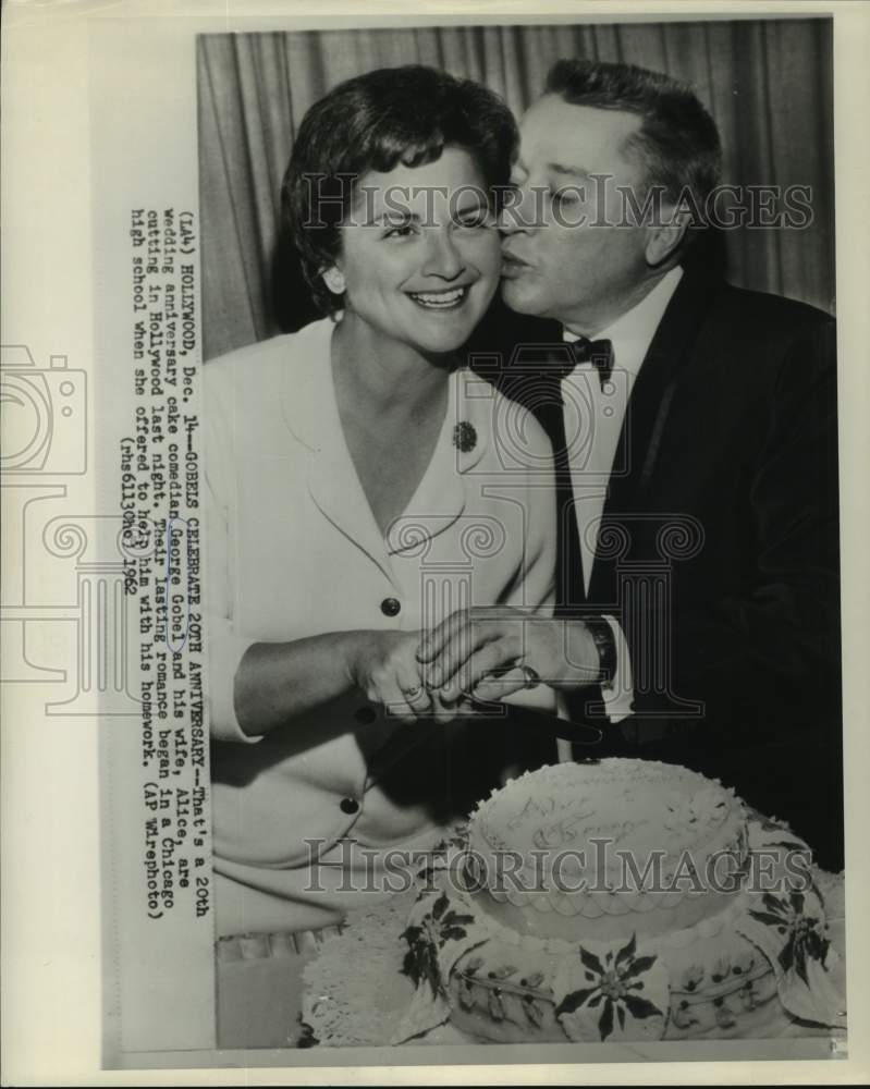 1962 Press Photo George & Alice Gobel celebrate 28th wedding anniversary