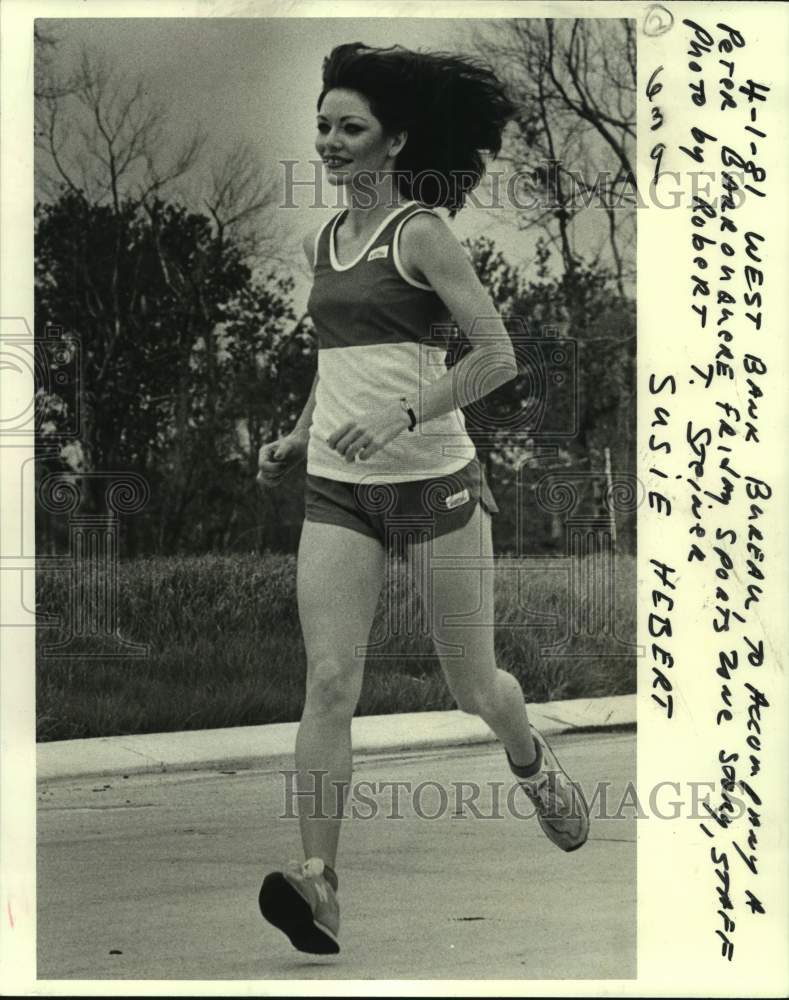 1981 Press Photo Susie Hebert, winner of Our Lady of Prompt Succor's race- Historic Images