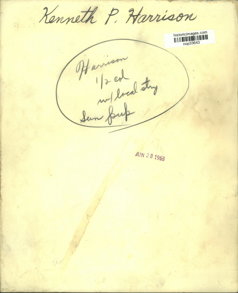 1953 Press Photo Kenneth P. Harrison - nop33643