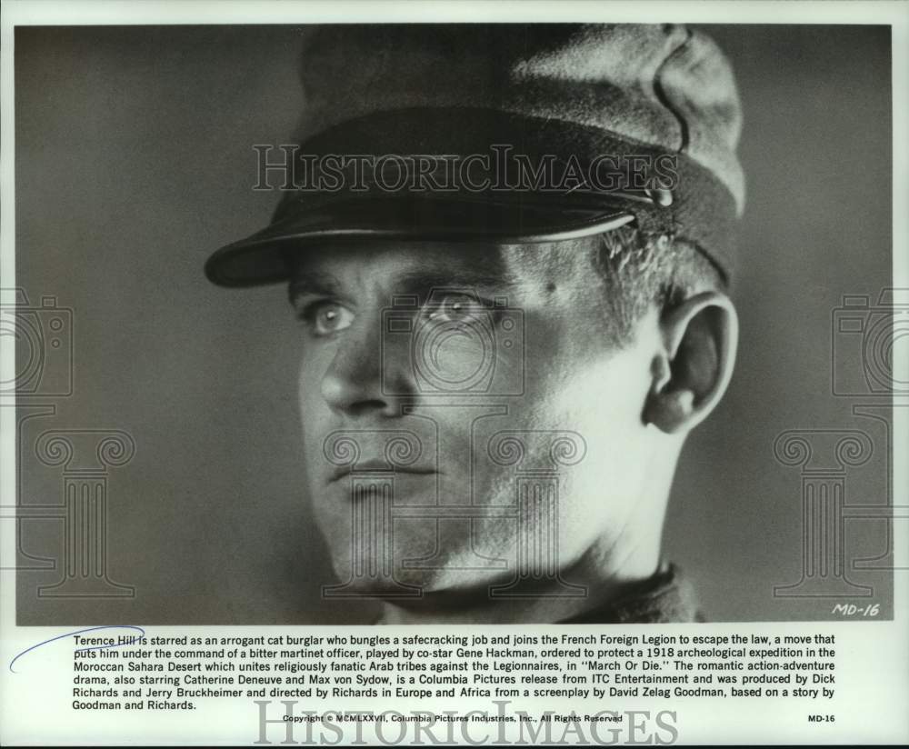 1977 Press Photo Terrence Hill stars in "March Or Die" - nop34394
