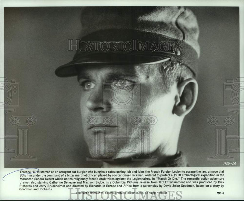 Load image into Gallery viewer, 1977 Press Photo Terrence Hill stars in "March Or Die" - nop34394
