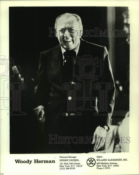 1980 Press Photo Woody Herman, jazz singer, musician and big band leader.