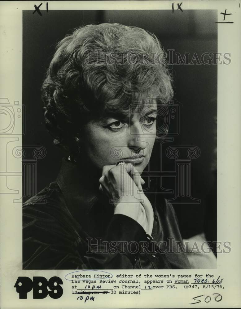 1976 Press Photo Barbara Hinton, editor, Las Vegas Review Journal on &quot;Woman&quot;