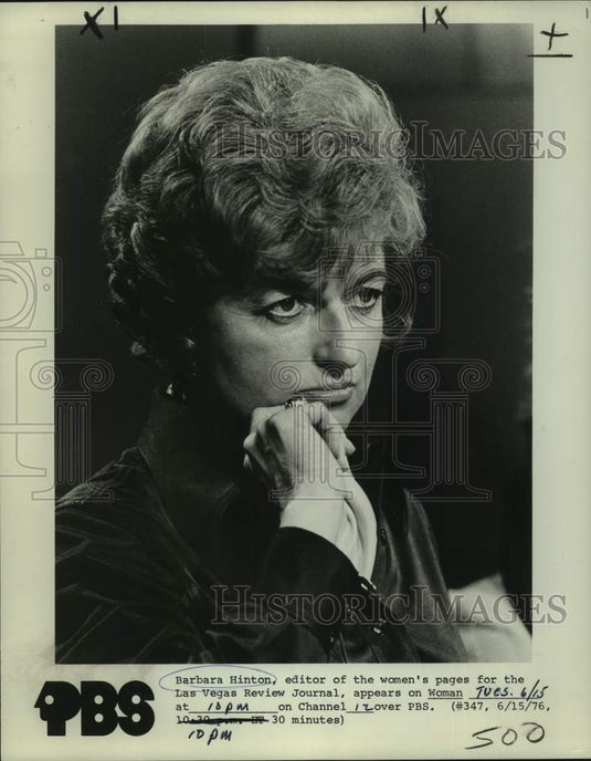 1976 Press Photo Barbara Hinton, editor, Las Vegas Review Journal on "Woman"