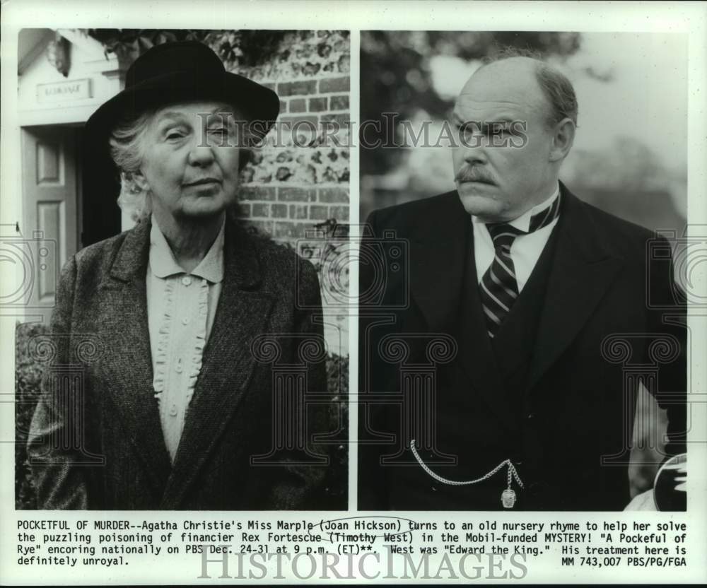 1988 Press Photo Actors Joan Hickson, Timothy West in &quot;A Pocketful of Rye&quot;- Historic Images