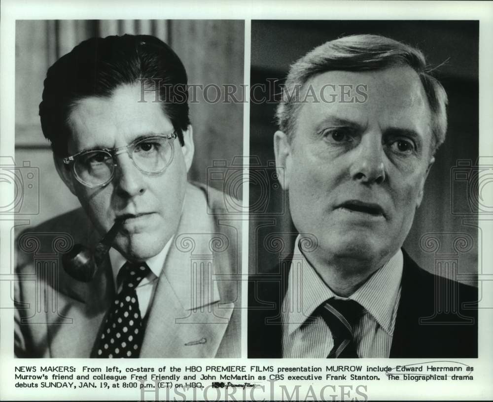 1986 Press Photo Edward Hermann and John McMartin starring in "Murrow"