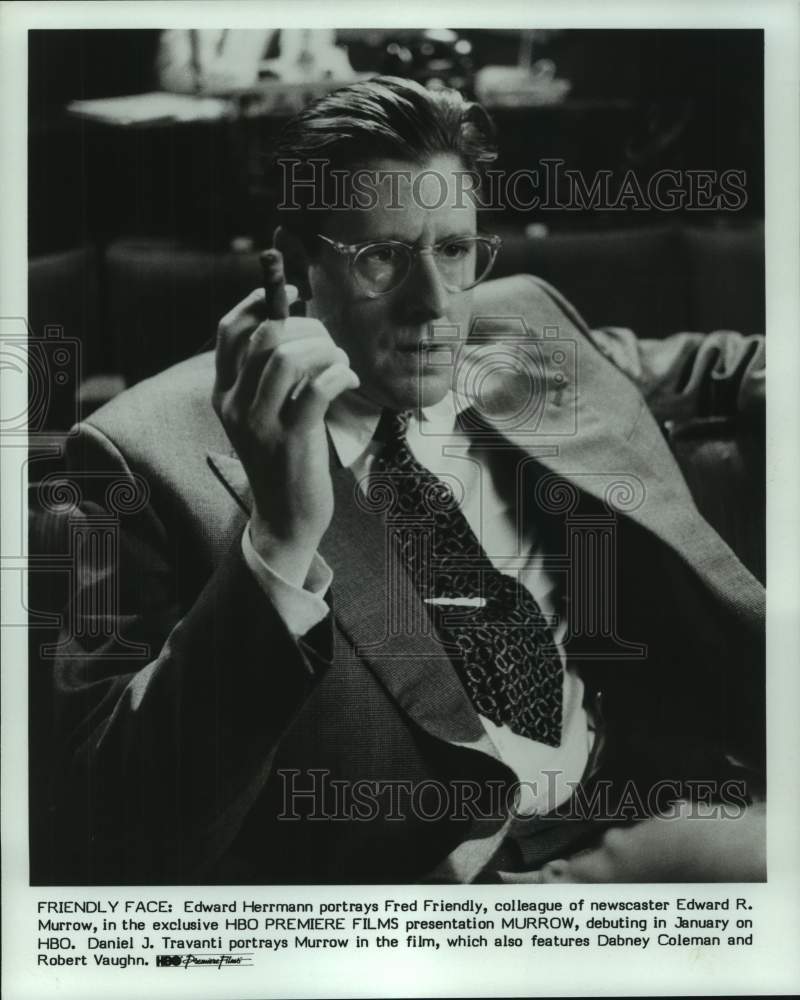 1986 Press Photo Edward Herrmann, actor in HBO Premiere Film&#39;s &quot;Murrow&quot;- Historic Images