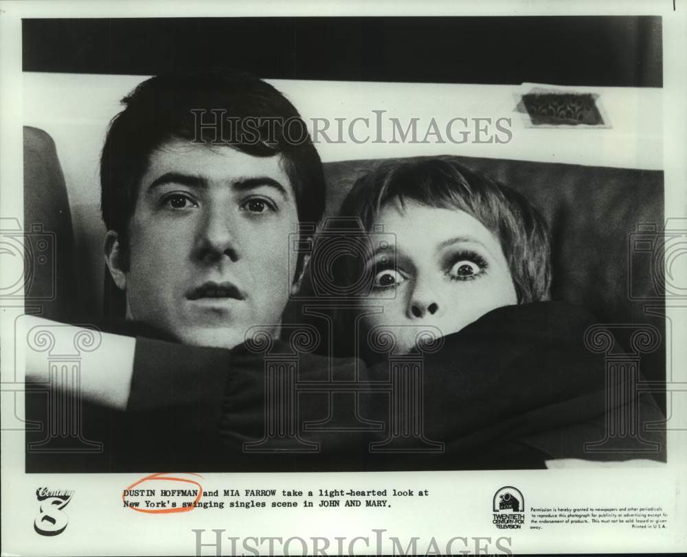 1980 Press Photo Actors Dustin Hoffman and Mia Farrow in "John and Mary'