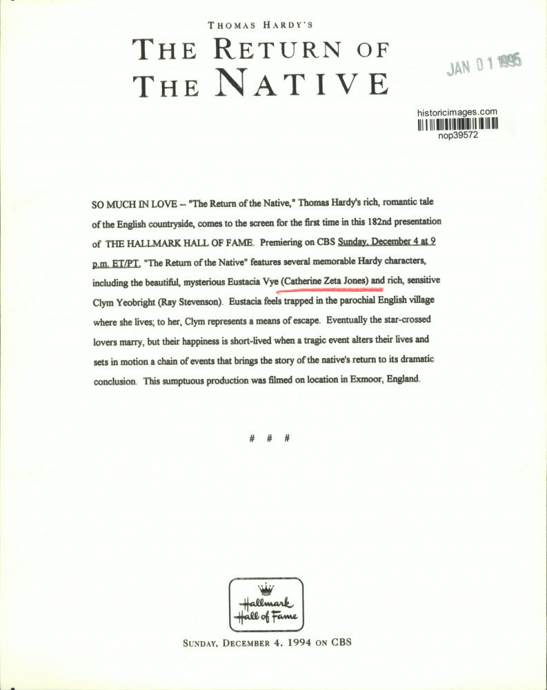 Load image into Gallery viewer, 1994 Press Photo Catherine Zeta Jones, Ray Stevenson- "The Return of the Native"
