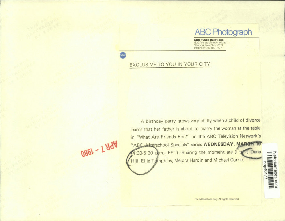 1980 Press Photo Dana Hill & Michael Currie, "What Are Friends For?" - nop40177