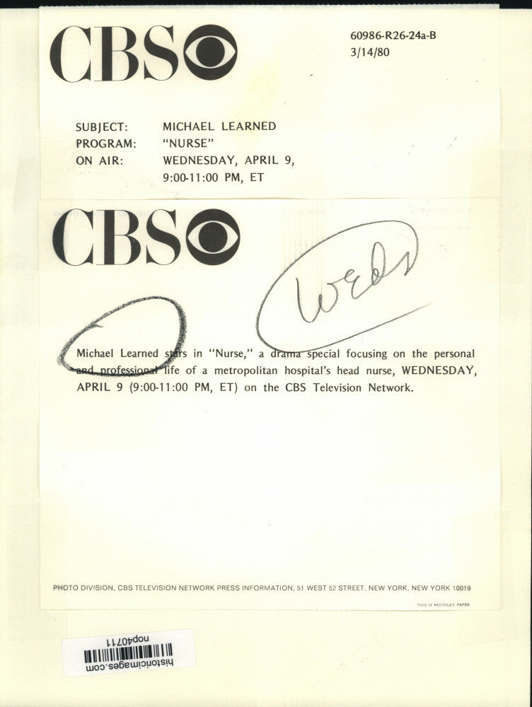 1980 Press Photo Michael Learned stars in &quot;Nurse,&quot; on CBS Television