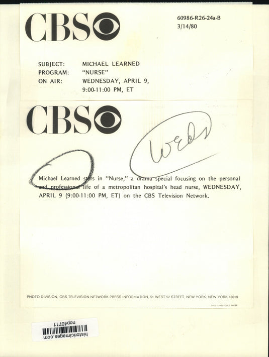 1980 Press Photo Michael Learned stars in "Nurse," on CBS Television