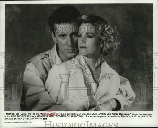 1990 Press Photo James Woods and Melanie Griffith in Hills Like White Elephants