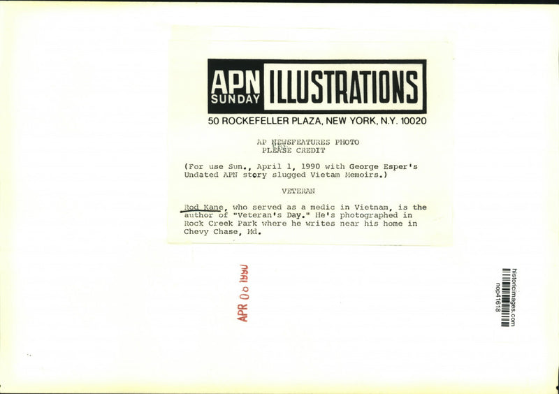 Load image into Gallery viewer, 1990 Press Photo Rod Kane, author of "Veteran's Day" - nop41618
