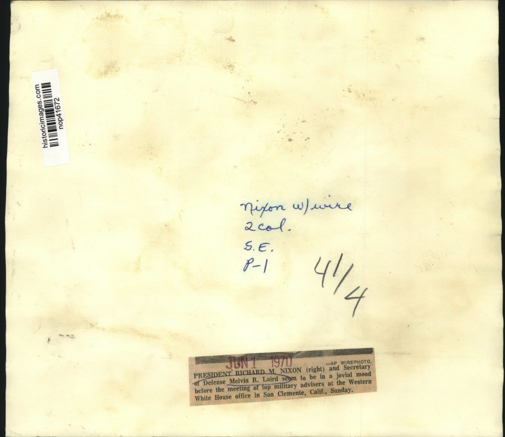 1970 Press Photo President Nixon & Secretary of Defense Melvin Laird talk