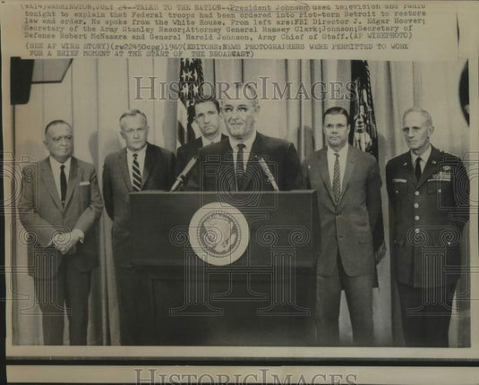 1967 Press Photo President Johnson urges to restore law and order in Detroit