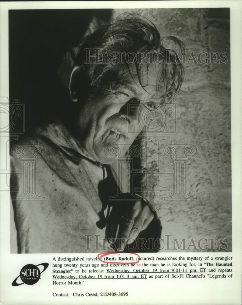 Load image into Gallery viewer, 1994 Press Photo Boris Karloff as a novelist in "The Haunted Strangler"
