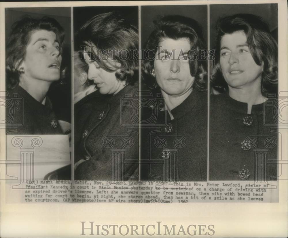 1962 Press Photo Patricia Kennedy-Lawford arrives in Santa Monica court.