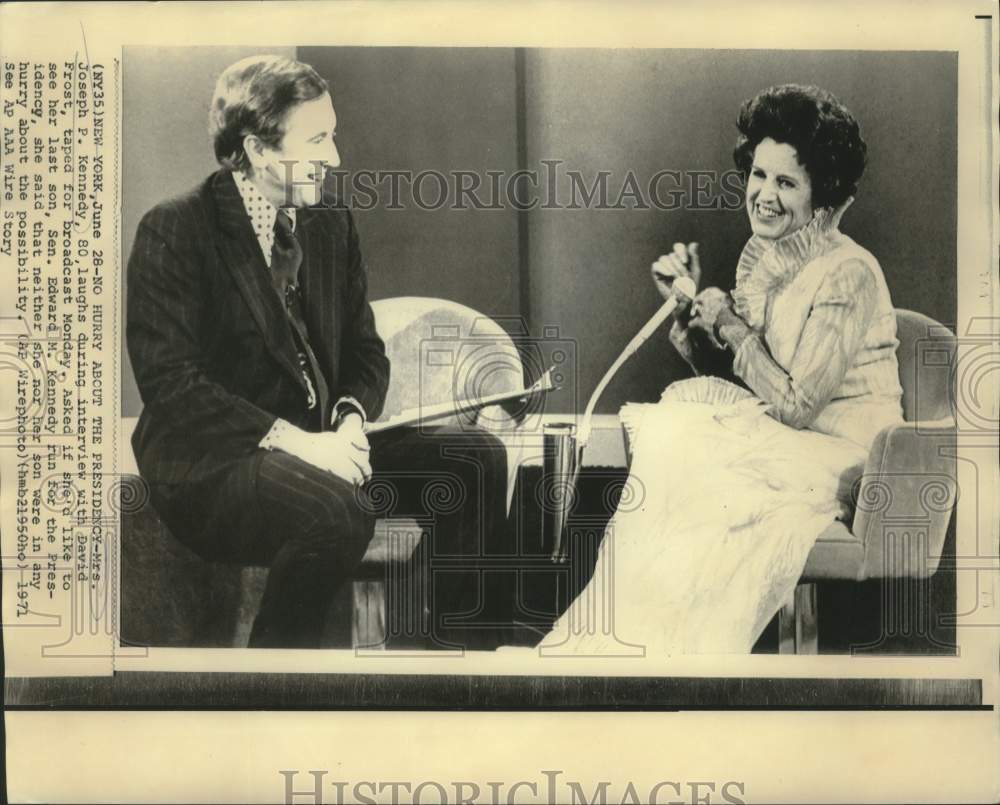1971 Press Photo Mrs. Joseph P. Kennedy during interview with David Frost