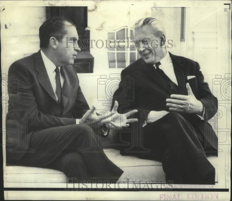 Load image into Gallery viewer, 1969 Press Photo President Nixon and West German Chancellor Kurt Georg Kiesinger
