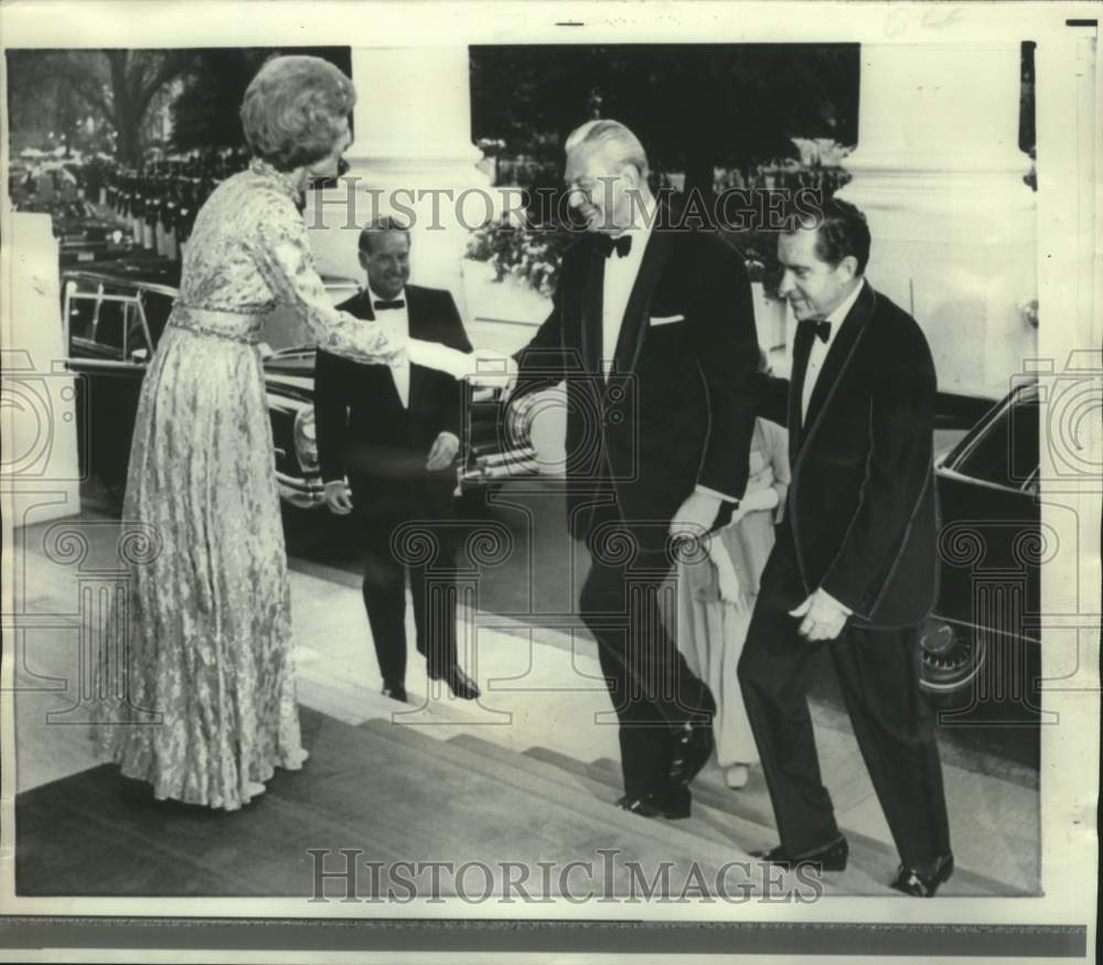 1969 Press Photo President &amp; Mrs. Richard Nixon Welcomed Kurt Kiesinger