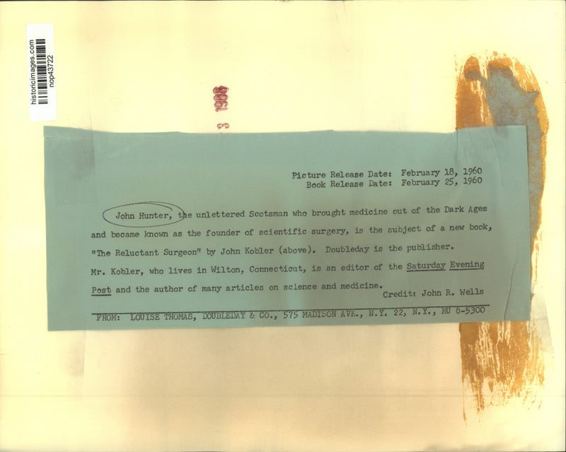 Load image into Gallery viewer, 1960 Press Photo John Hunter featured in the book "The Reluctant Surgeon"
