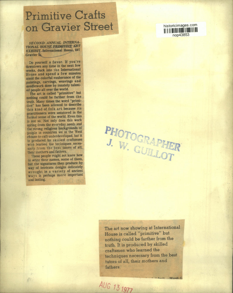 1977 Press Photo Art at Second Annual International House Primitive Art Exhibit