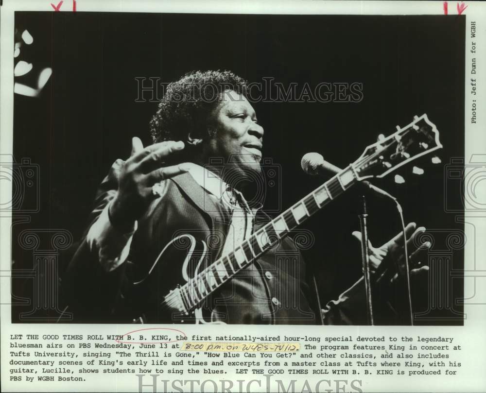 1984 Press Photo Musician B.B. King on PBS Television Special - nop44317