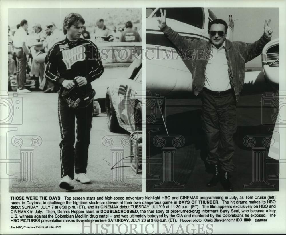 1991 Press Photo Tom Cruise & Dennis Hopper featured in HBO and Cinemax