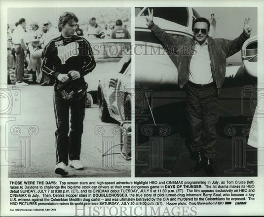 1991 Press Photo Tom Cruise & Dennis Hopper featured in HBO and Cinemax