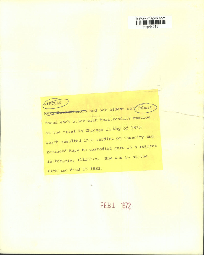 1972 Press Photo Robert Lincoln, son of Mary Todd Lincoln - nop44919