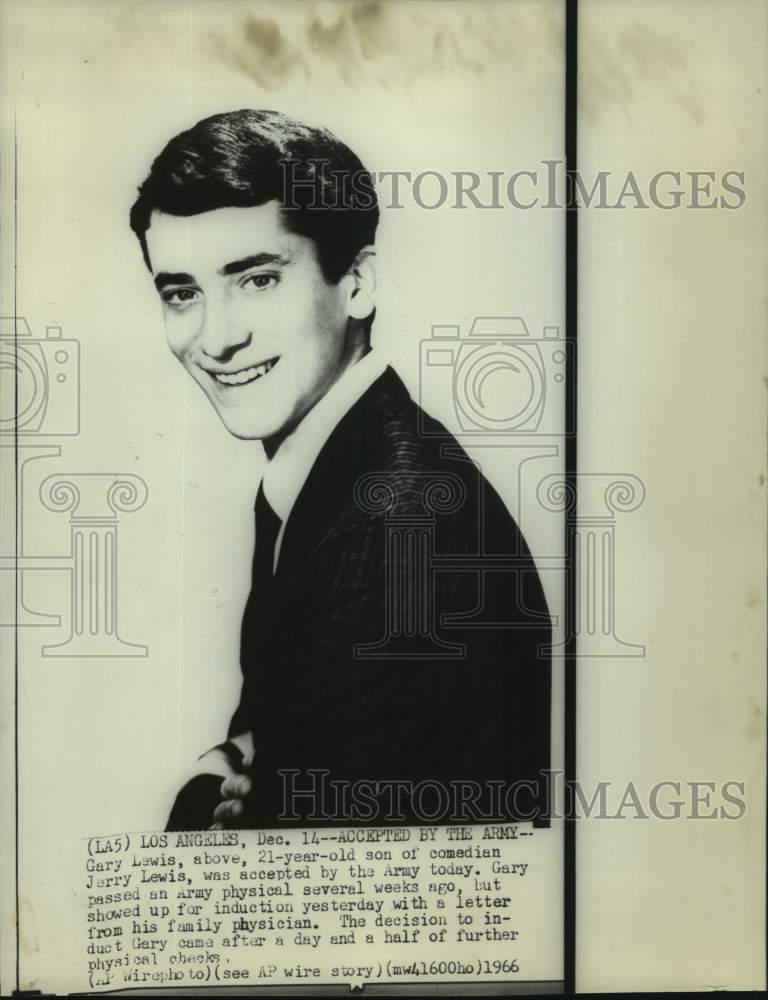 1966 Press Photo Gary Lewis, son of Comedian Jerry Lewis in Los Angeles