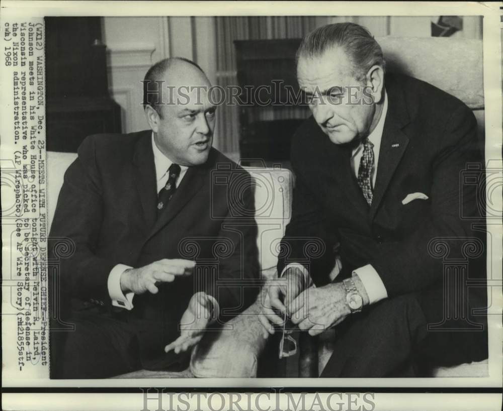 1968 Press Photo President Johnson and Melvin R. Laird at the White House.