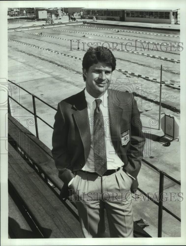 1984 Press Photo Jim Lampley hosts 1984 Summer Olympics in Los Angeles, on ABC.- Historic Images