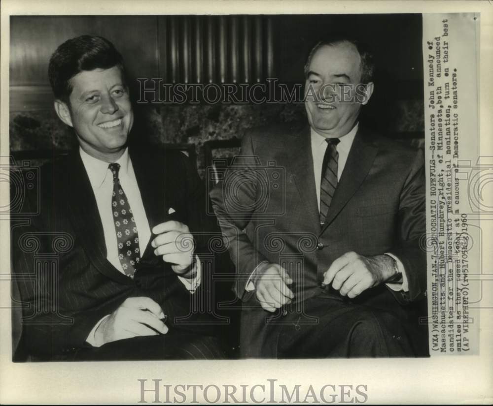 1960 Press Photo Senator John Kennedy, Massachusetts, Hubert Humphrey, Minnesota