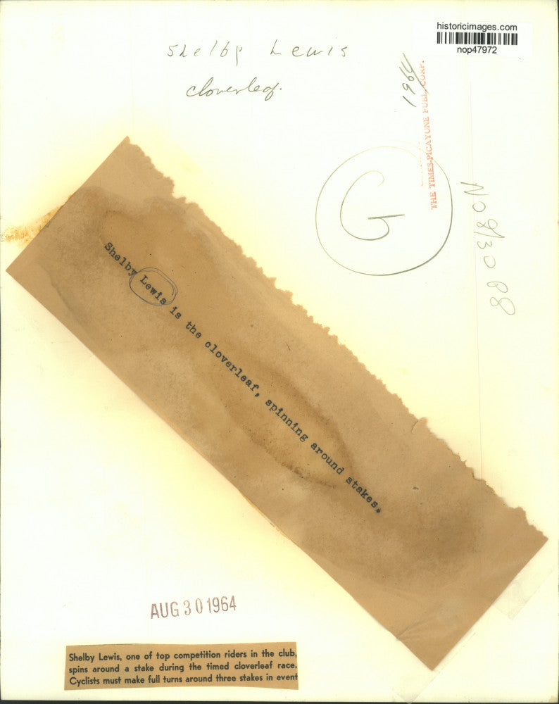 1964 Press Photo Shelby Lewis, the Cloverleaf, spins around stakes - nop47972