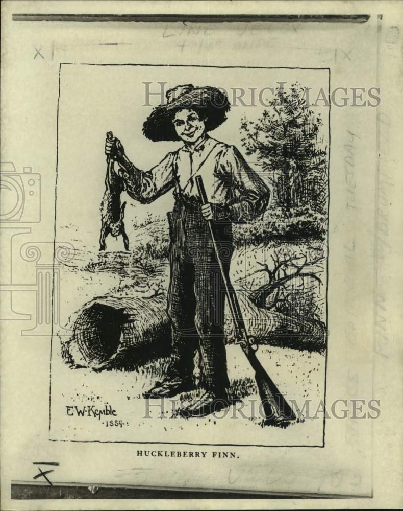 1975 Press Photo Huckleberry Finn, Drawing by E.W. Kemble - nop48394